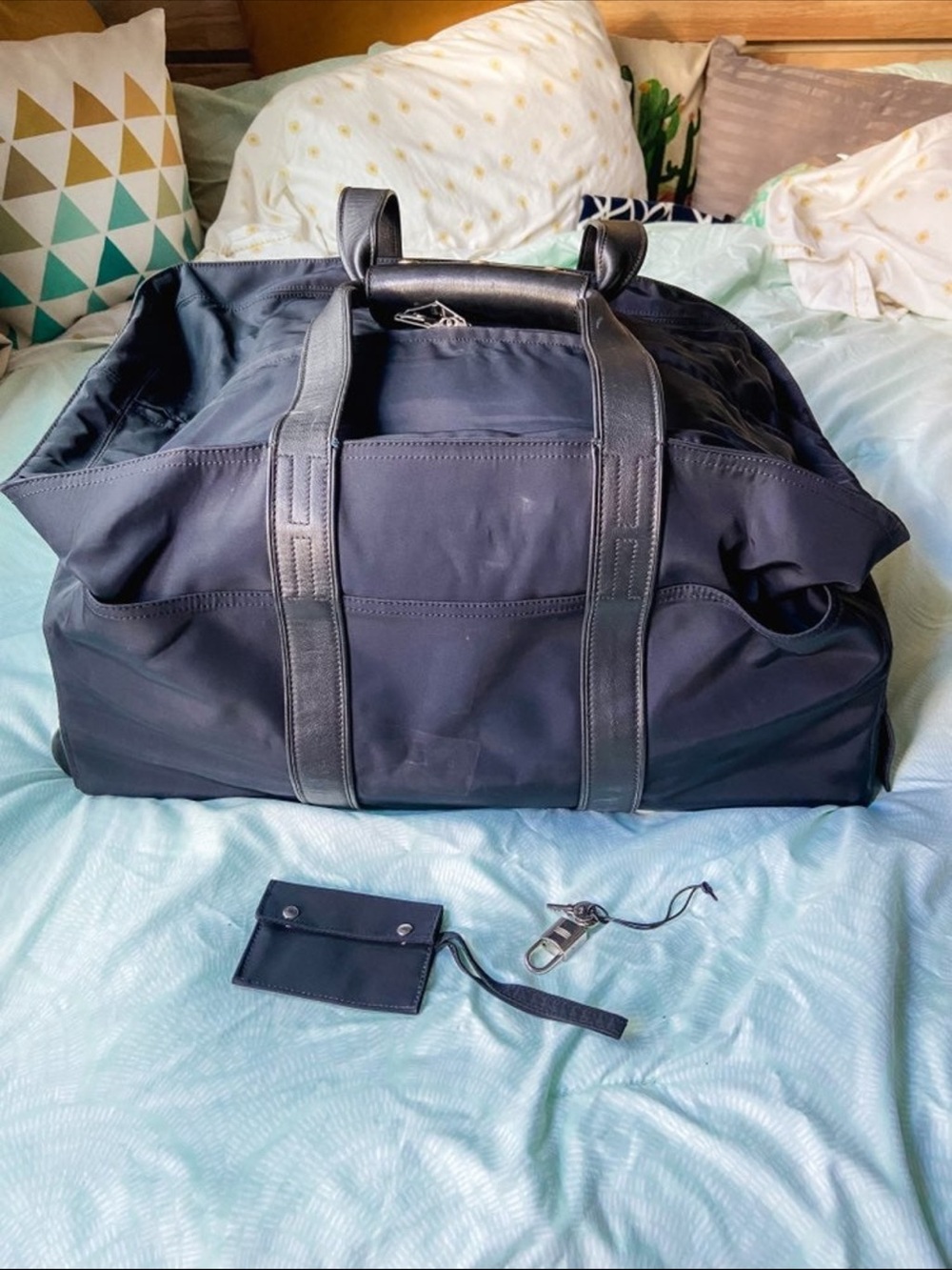 Hermes Black Men’s Duffel Bag with Leather Trim